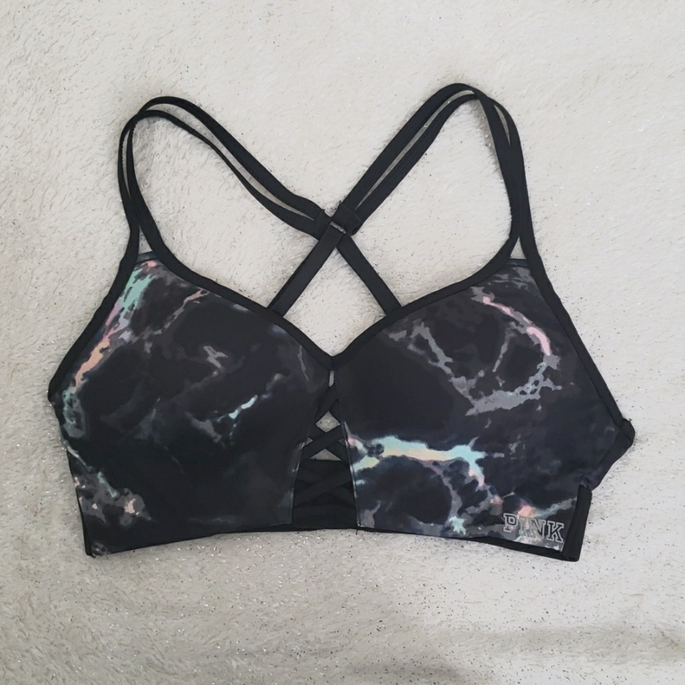 PINK Marble Tie Dye Push Up Sports Bra